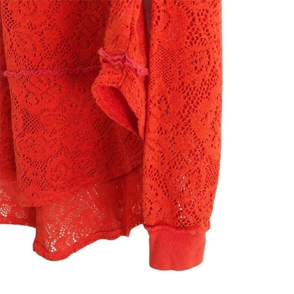 Free People Lace Pullover Orange Top Small - Picture 9 of 16